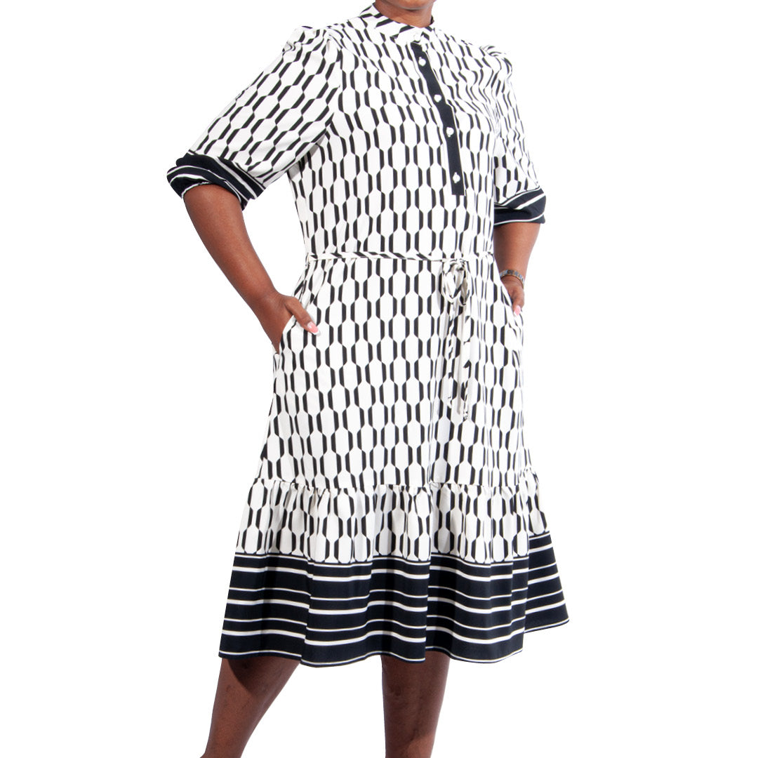 Plus Size Border Print Tunic