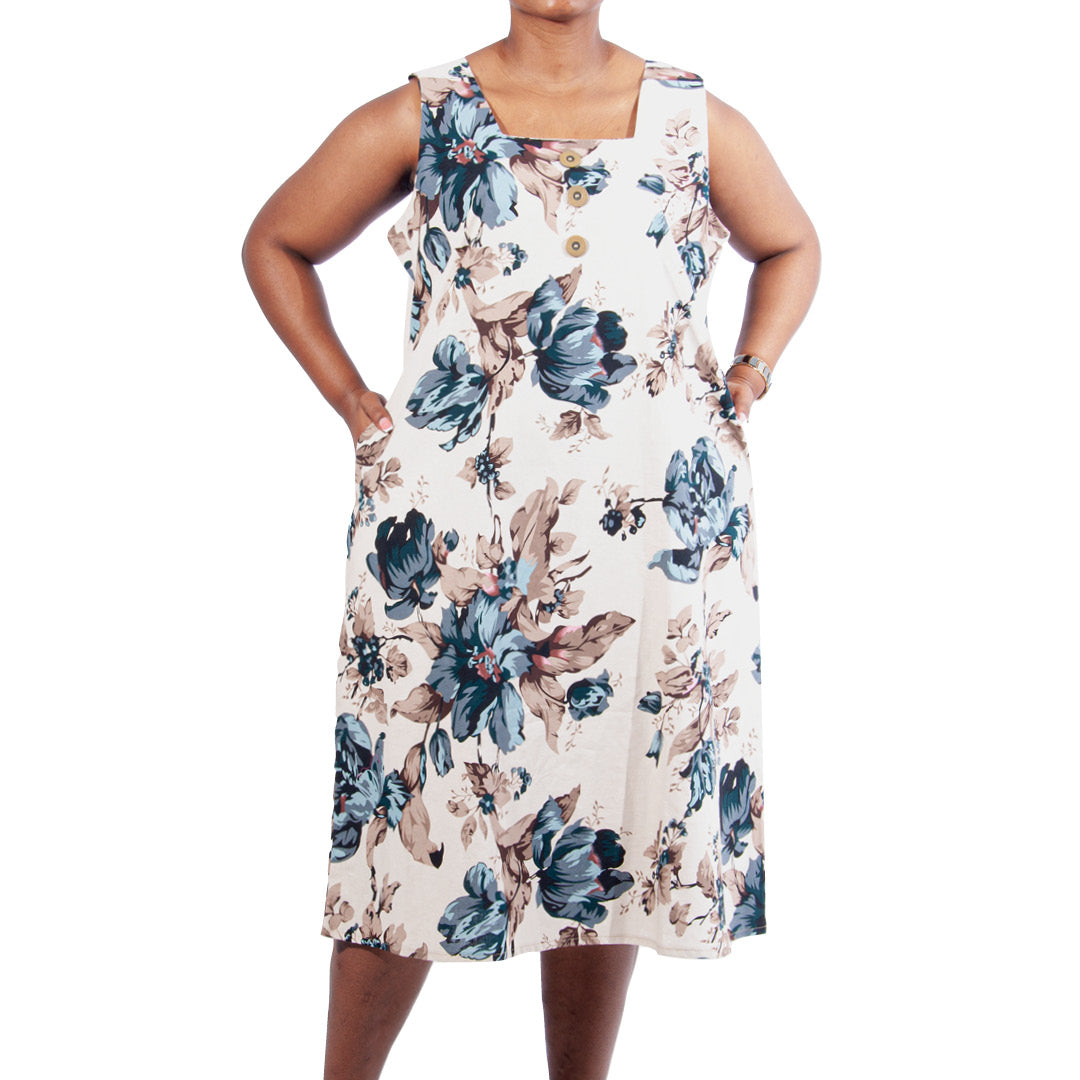 Plus Size Floral Print Pinafore Dress - Fashion World ZA