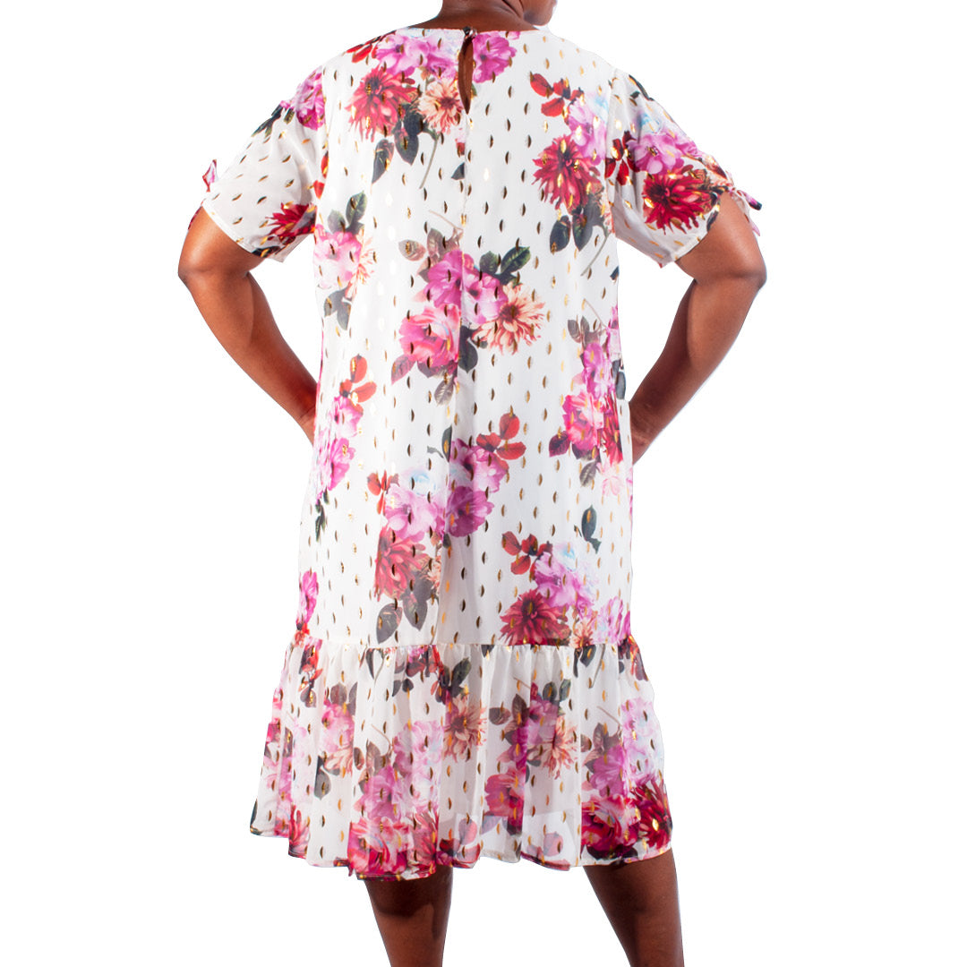 Plus Size Chiffon Printed Tiered  Tunic