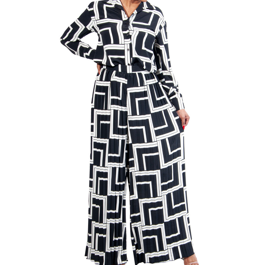 Printed Long Sleeve Formal Top