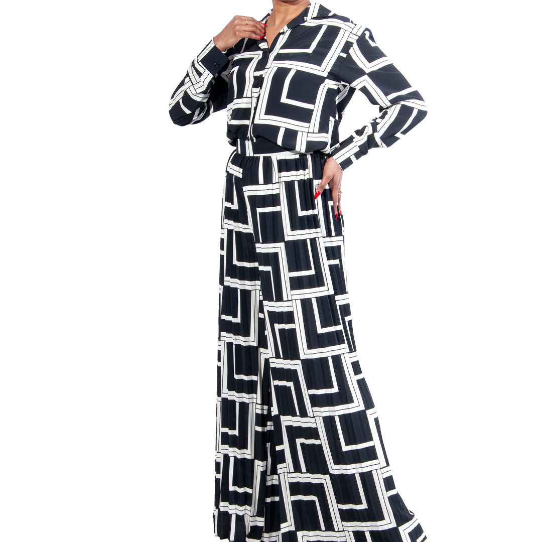Printed Long Sleeve Formal Top