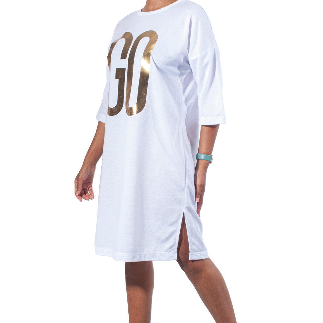 White Foil Print Tunic - Fashion World ZA