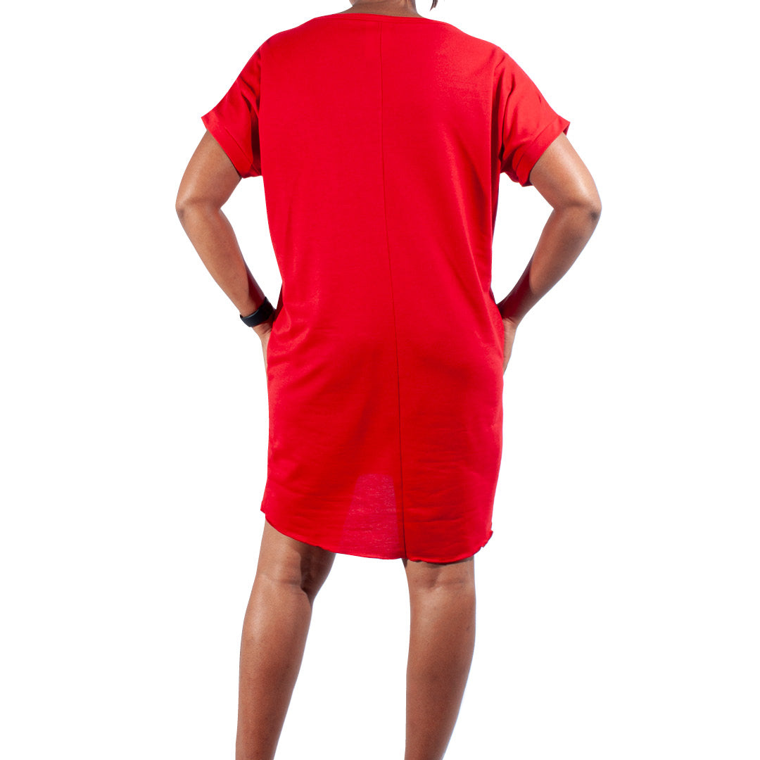Short Sleeve Front Print Red Top