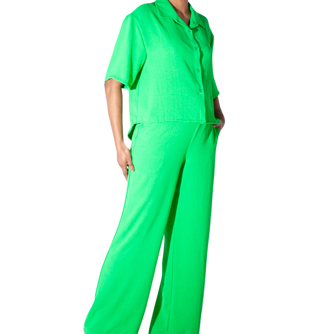 Cey Woven Green Short Sleeve Top