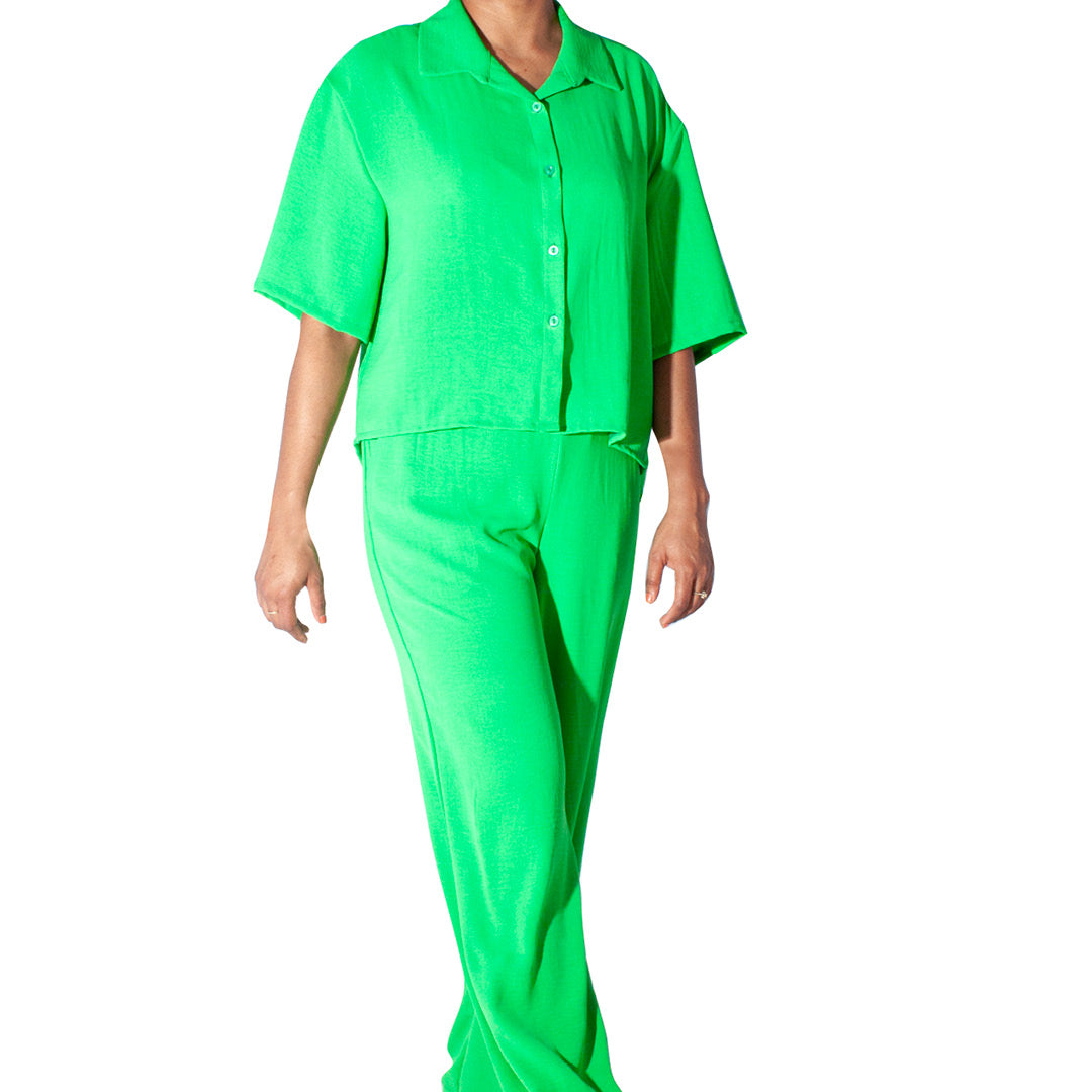 Cey Woven Green Short Sleeve Top