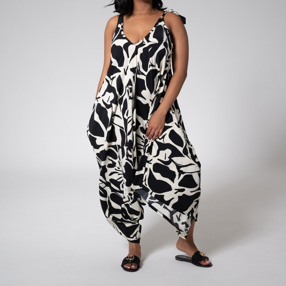 Shoulder Tie Printed Jumpsuit - Fashion World ZA