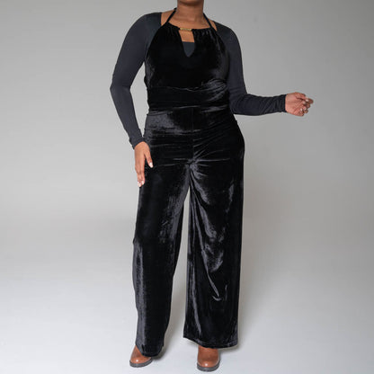 Sleeveless Velour Jumpsuit