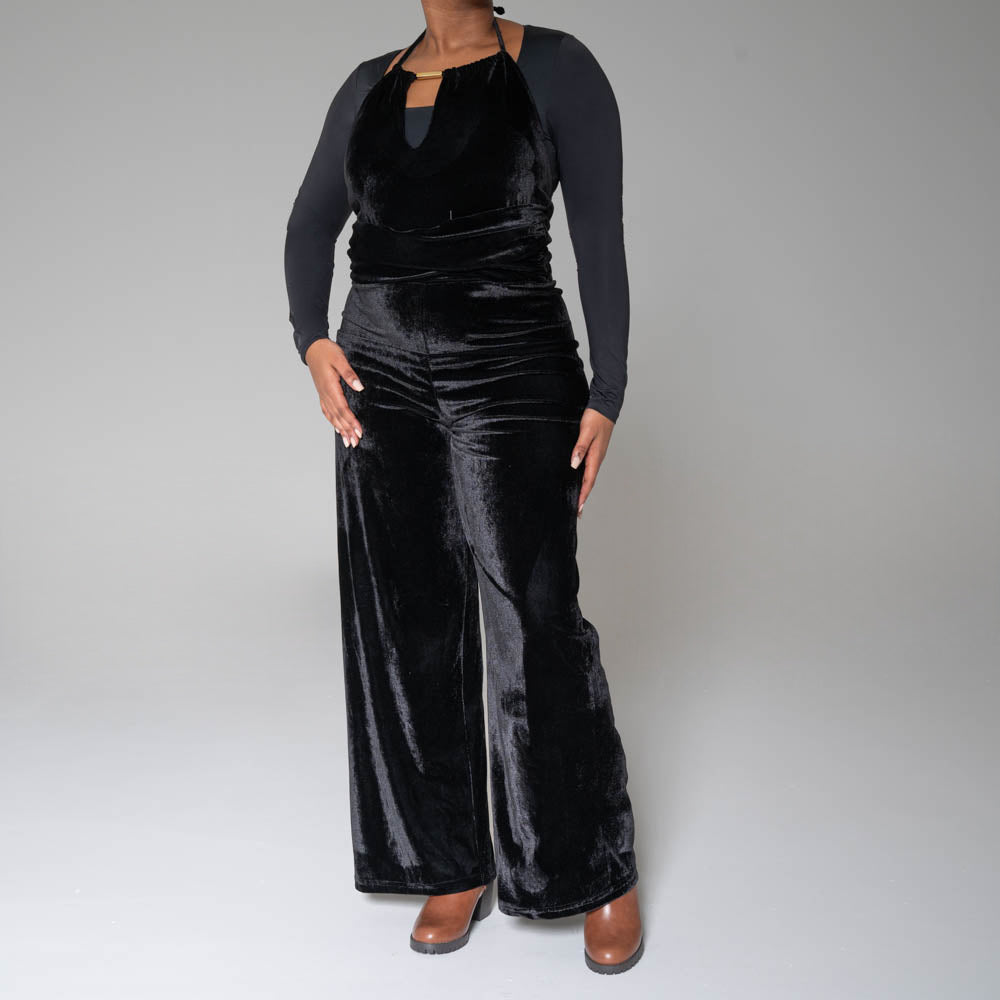 Sleeveless Velour Jumpsuit