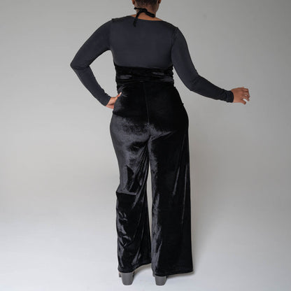 Sleeveless Velour Jumpsuit