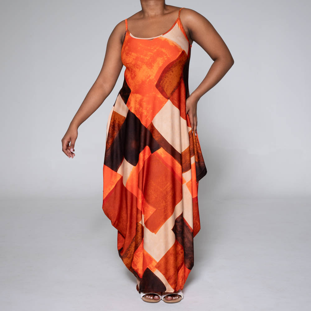 green emerald velvet dress Orange Multi Floral Print Maxi Dress - Women's Dresses main image 0