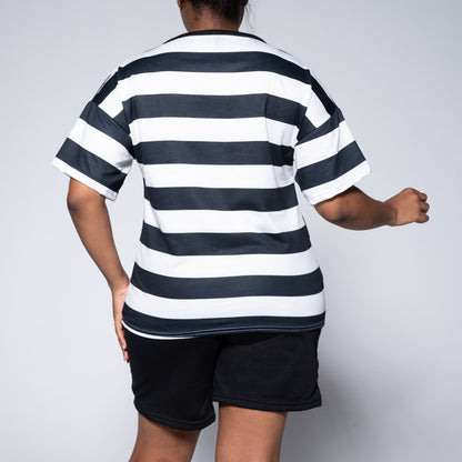 Blk/White Top And Shorts Set
