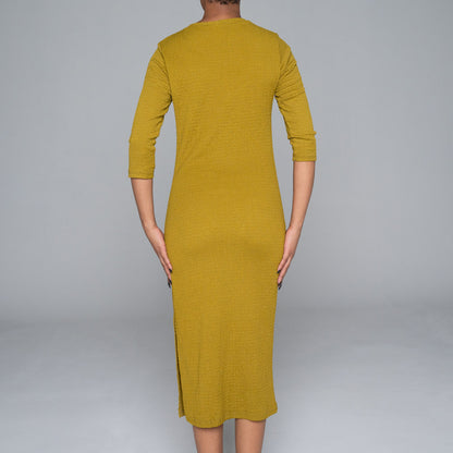 Chartreuse Crinkle Knit Dress