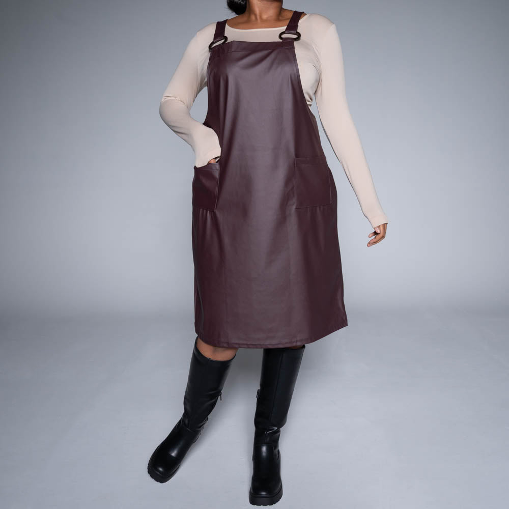 Burgundy Pleather Pinafore