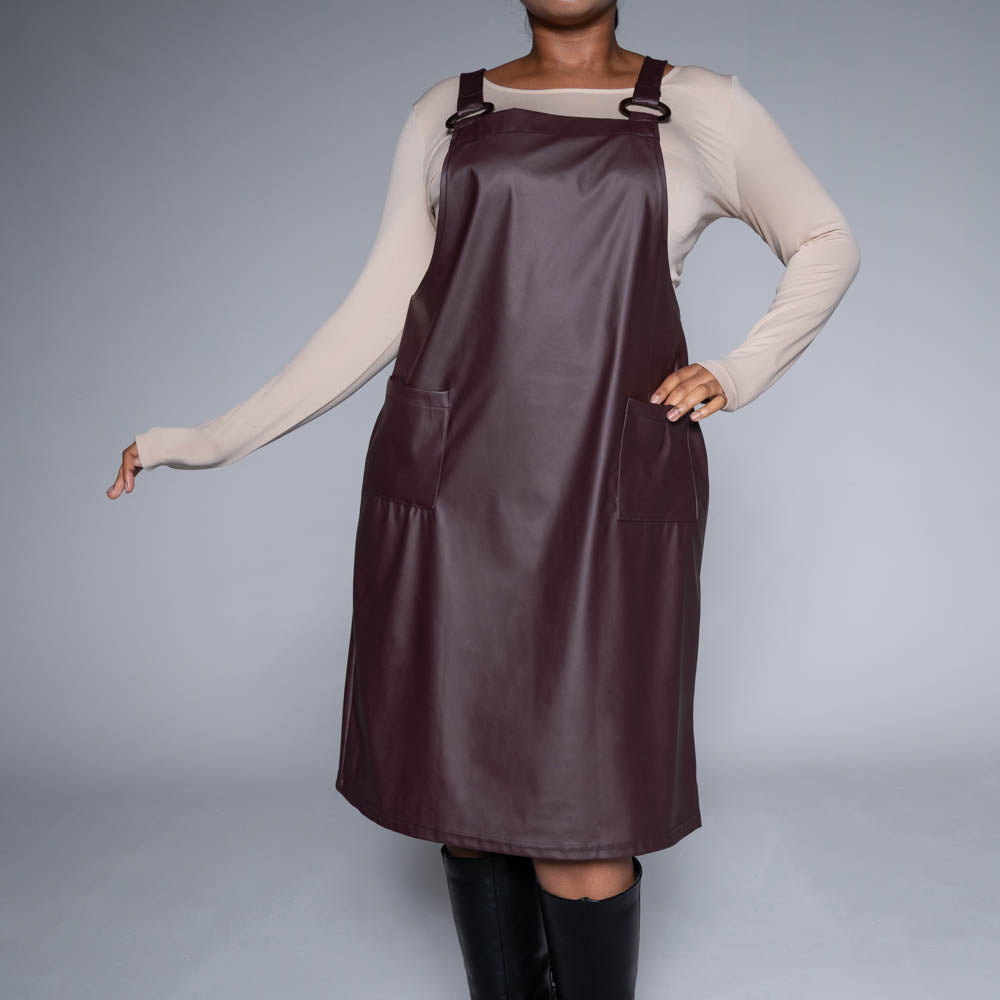 Burgundy Pleather Pinafore