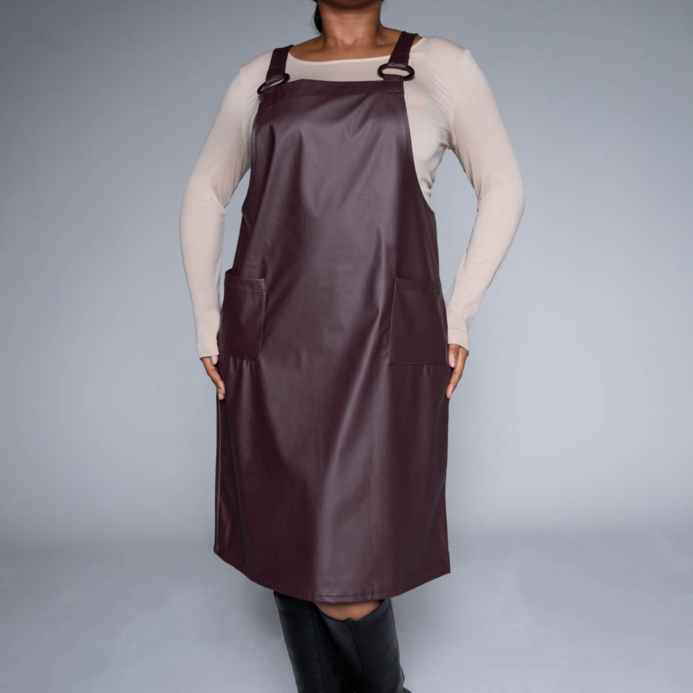 Burgundy Pleather Pinafore