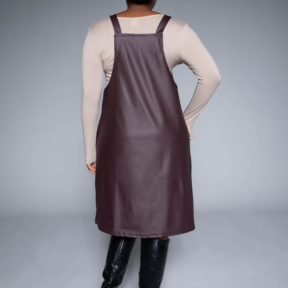 Burgundy Pleather Pinafore