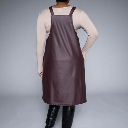 Burgundy Pleather Pinafore