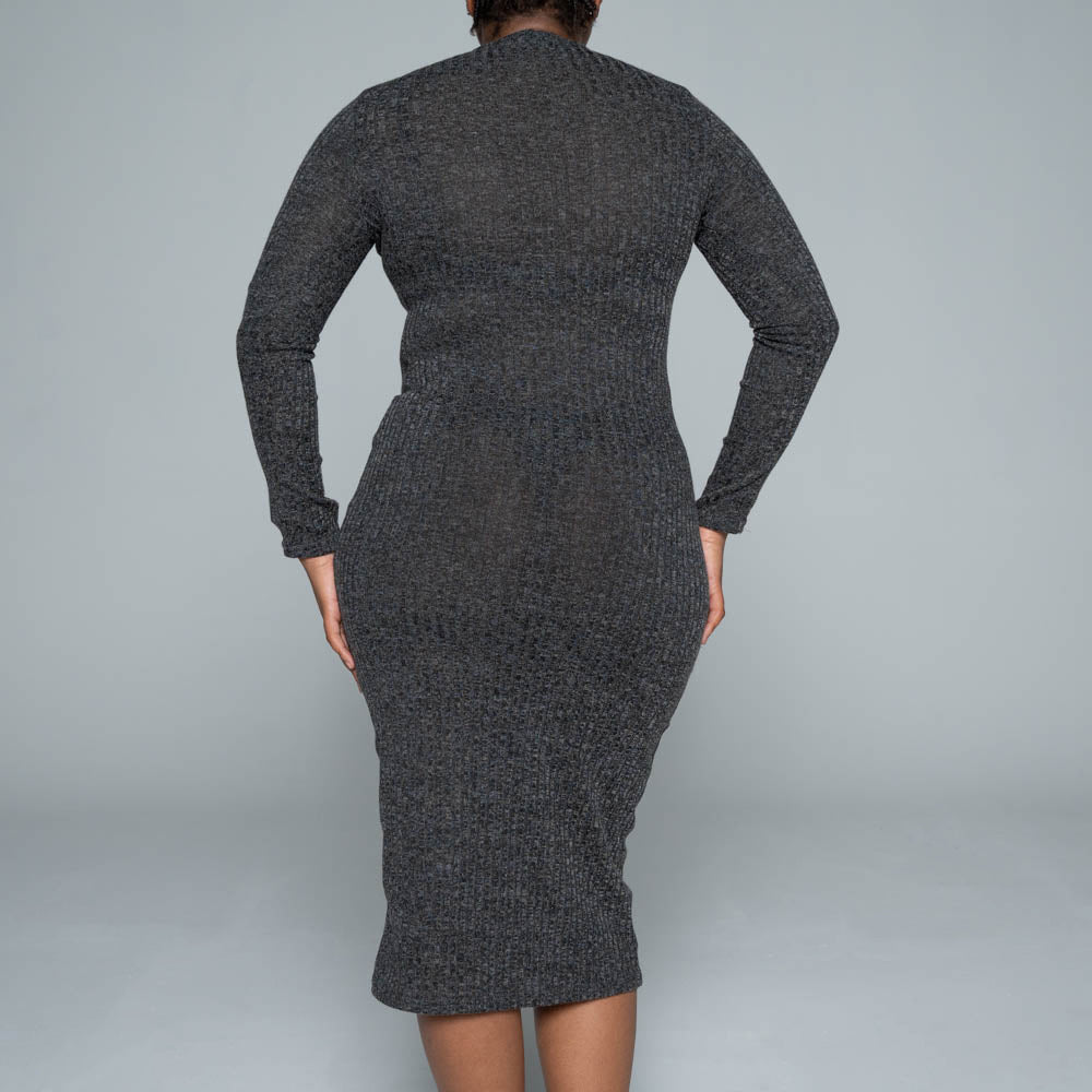 Black Rib Turtle Neck Dress