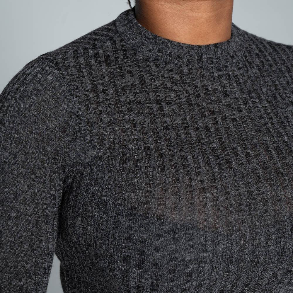 Black Rib Turtle Neck Dress
