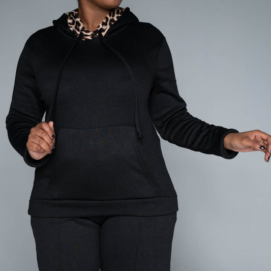Black Hooded Track Top
