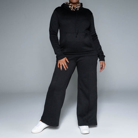 Black Spun Poly Track Pants
