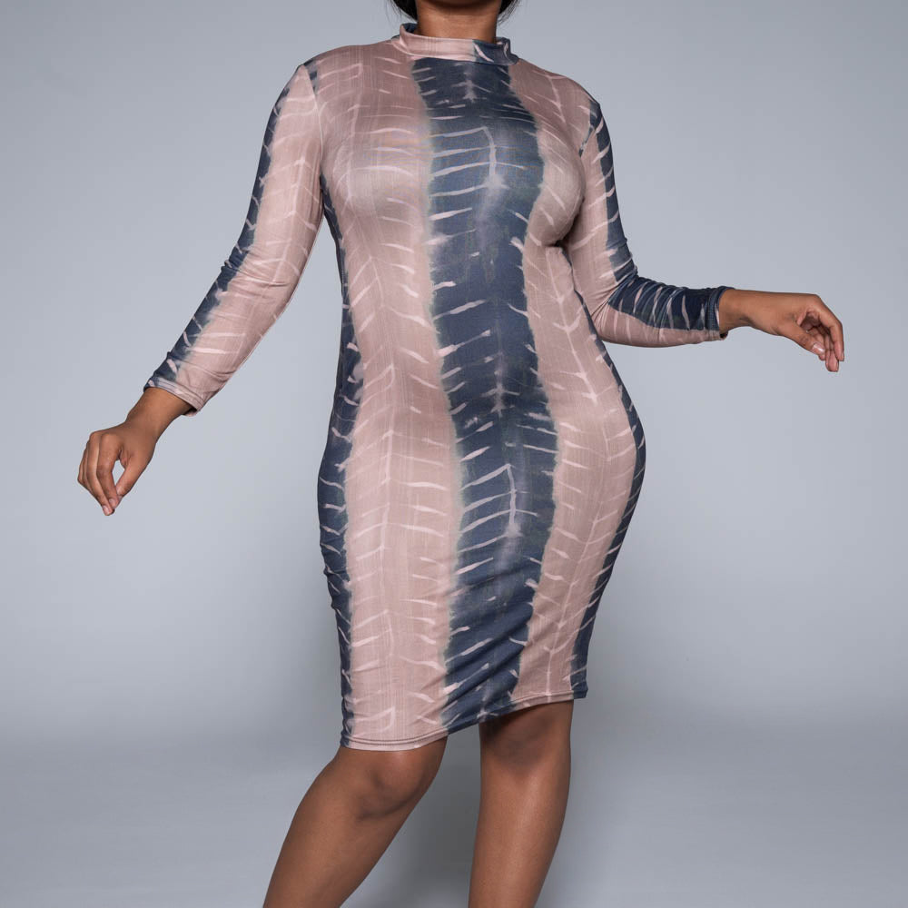 Printed Turtle Neck Dress