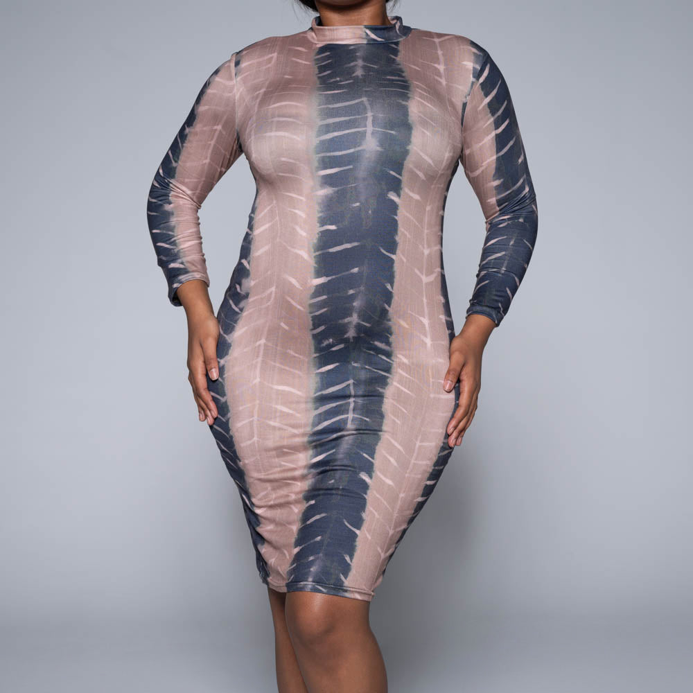 Printed Turtle Neck Dress