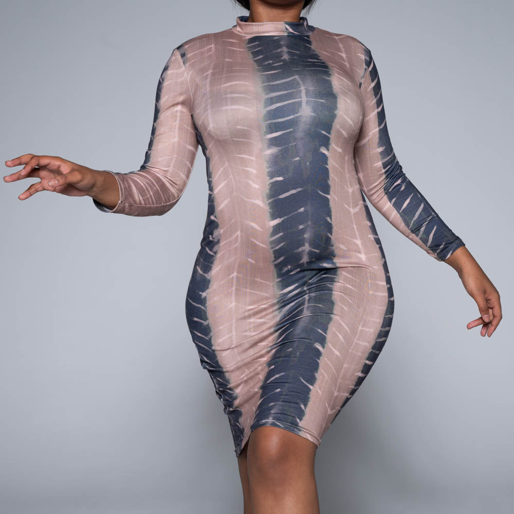 Printed Turtle Neck Dress