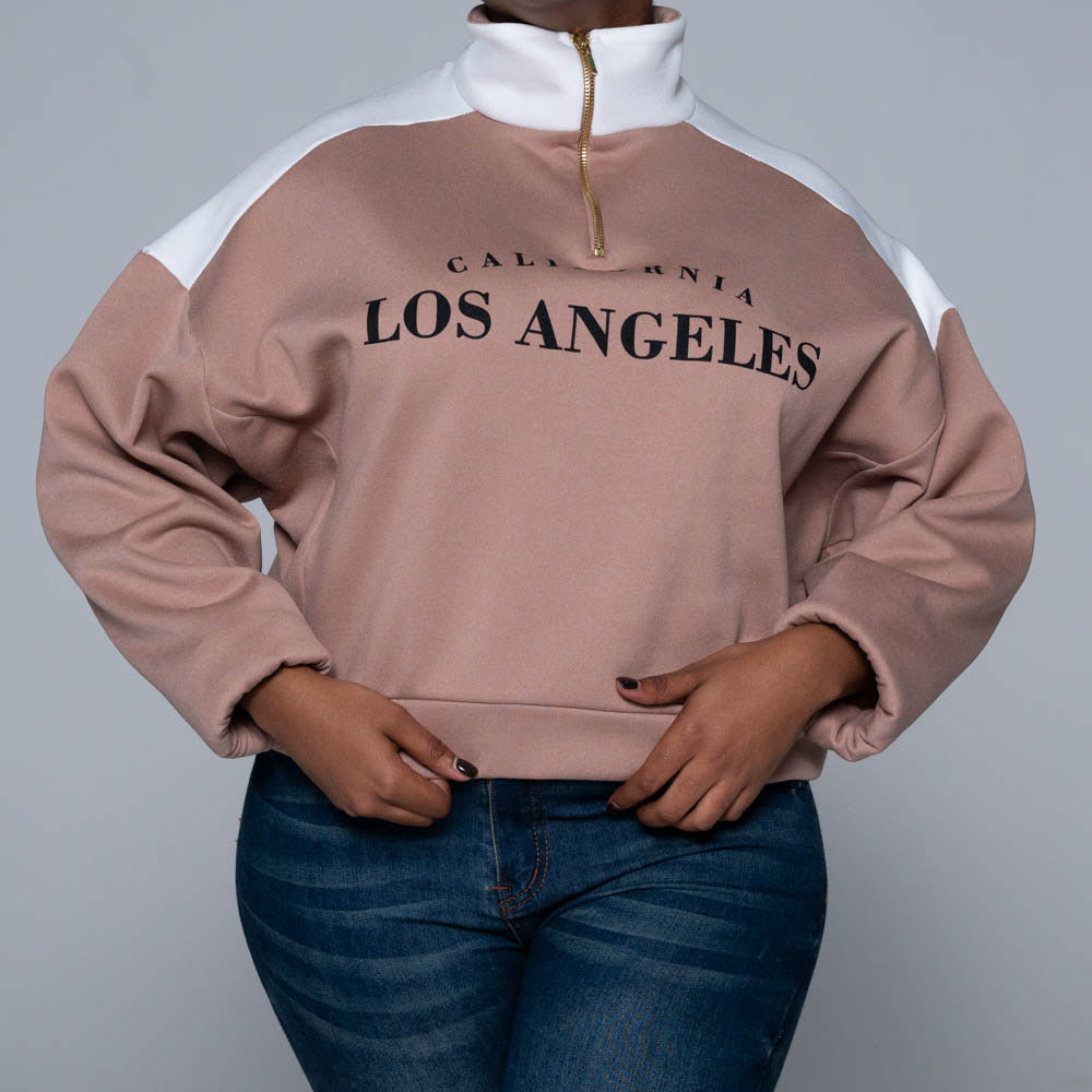 Camel Front Zip Top