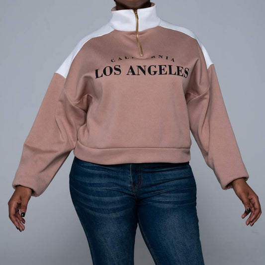 Camel Front Zip Top