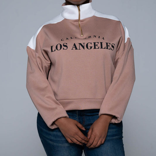 Camel Front Zip Top