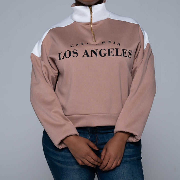 Camel Front Zip Top