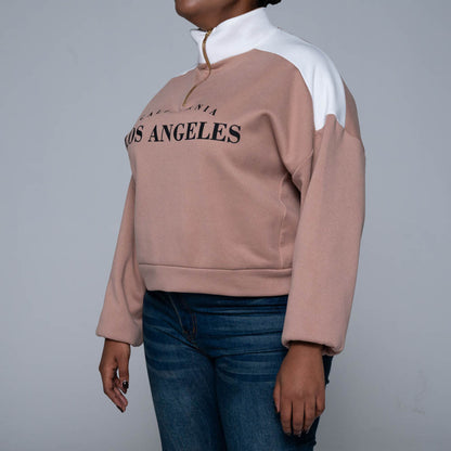 Camel Front Zip Top