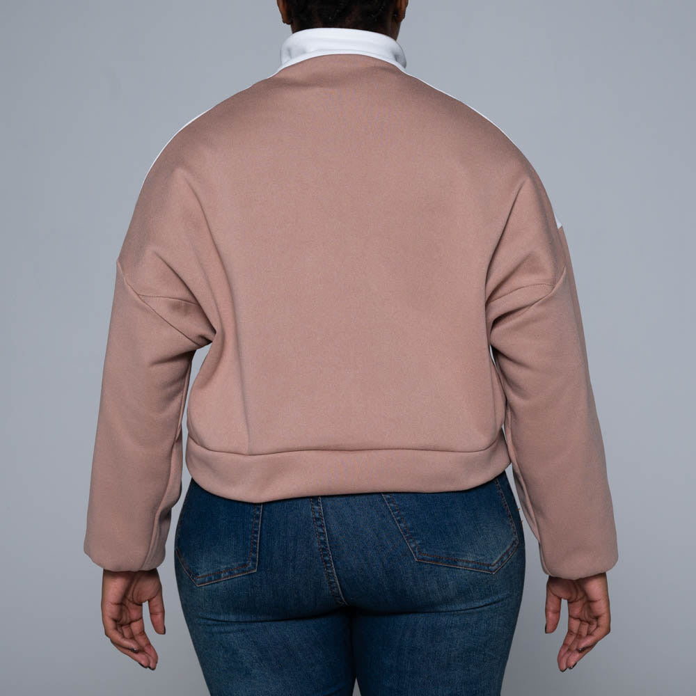 Camel Front Zip Top