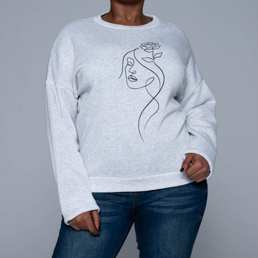Light Grey  Front Print Top