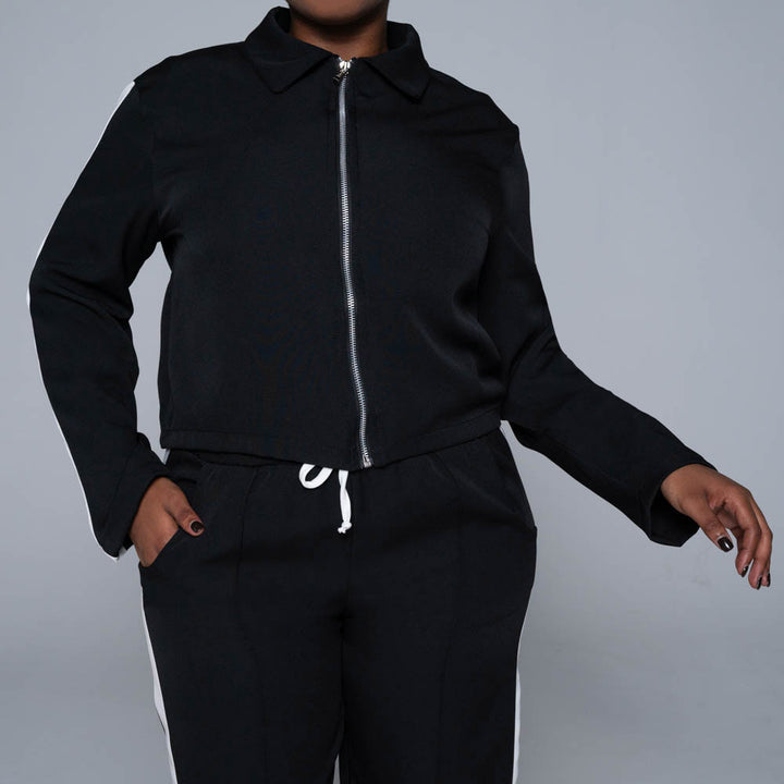 Black Barbie Twill Track Top