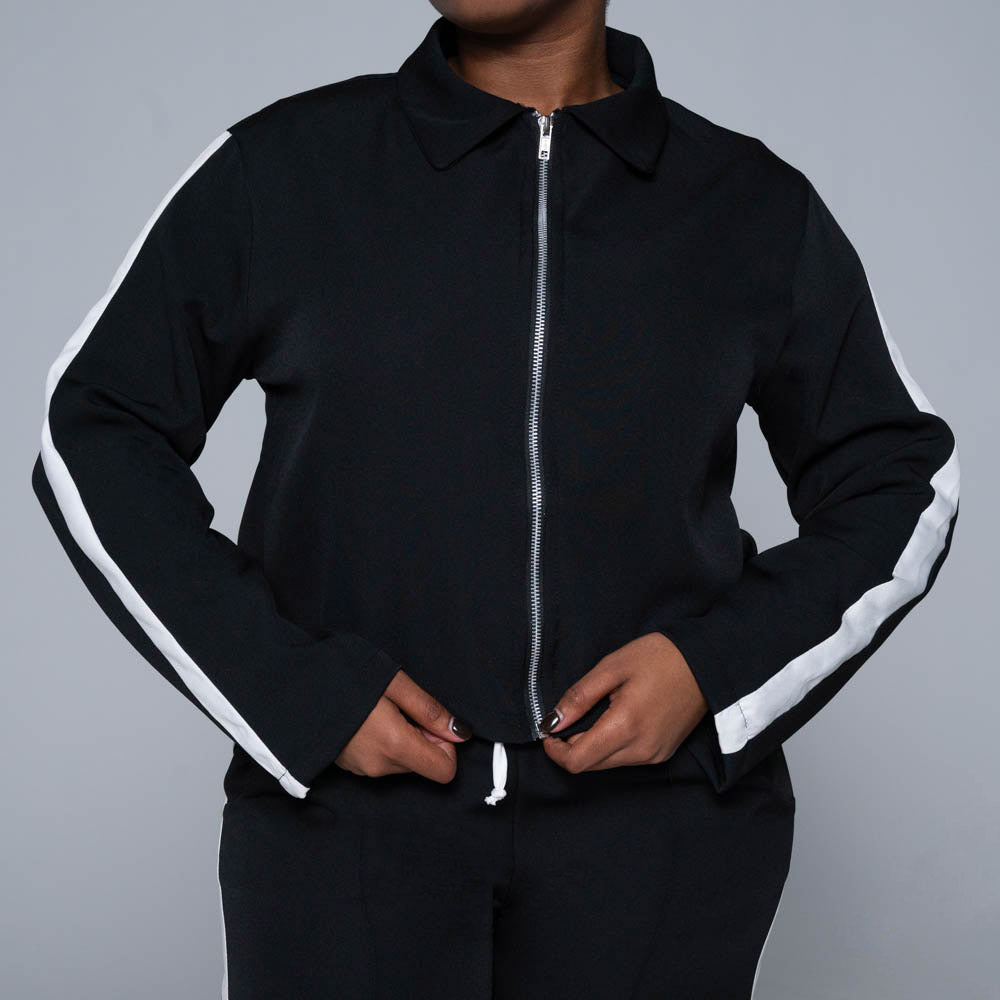 Black Barbie Twill Track Top
