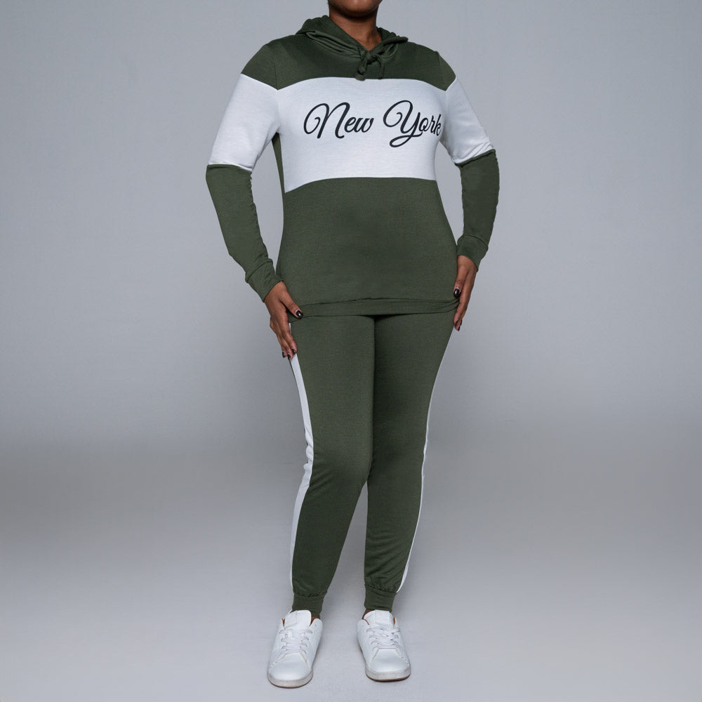 Olive Colour Block Track Top