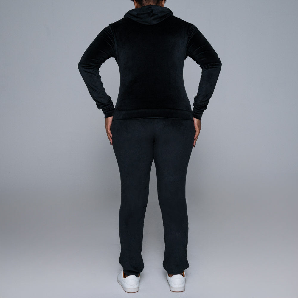 Black Velour Super Soft Tracksuit