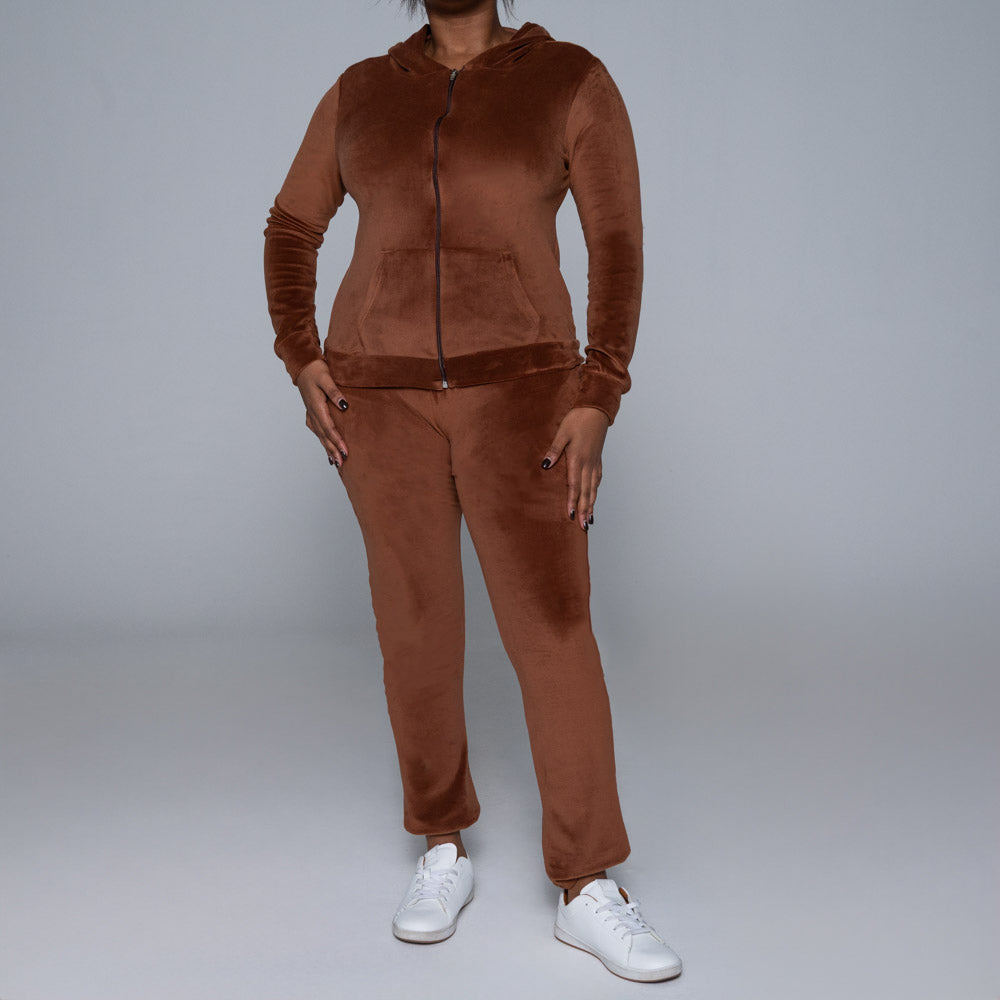 Brown Velour Super Soft Tracksuit