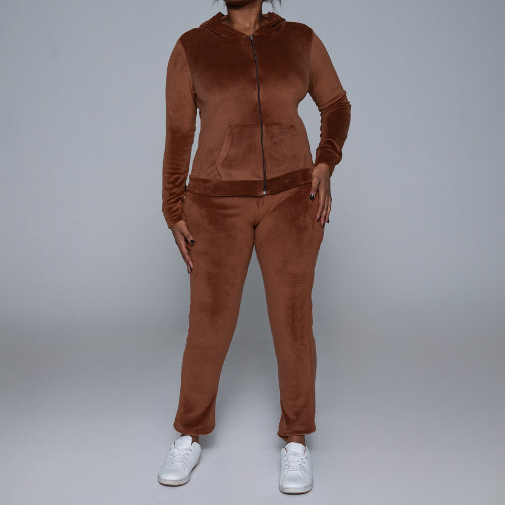 Brown Velour Super Soft Tracksuit
