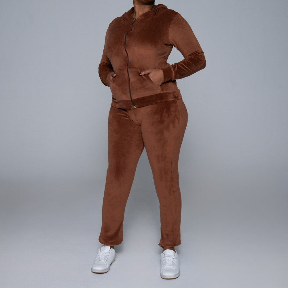 Brown Velour Super Soft Tracksuit