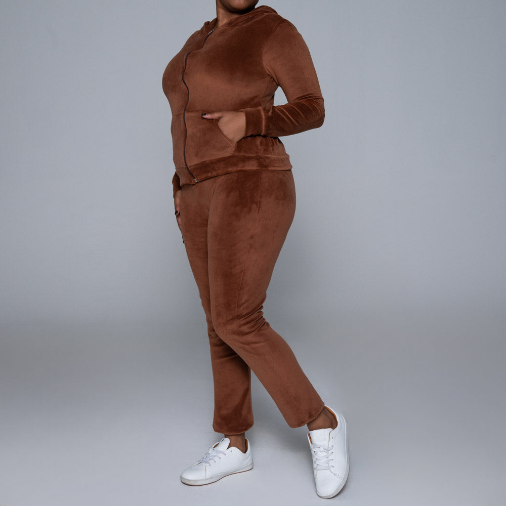 Brown Velour Super Soft Tracksuit