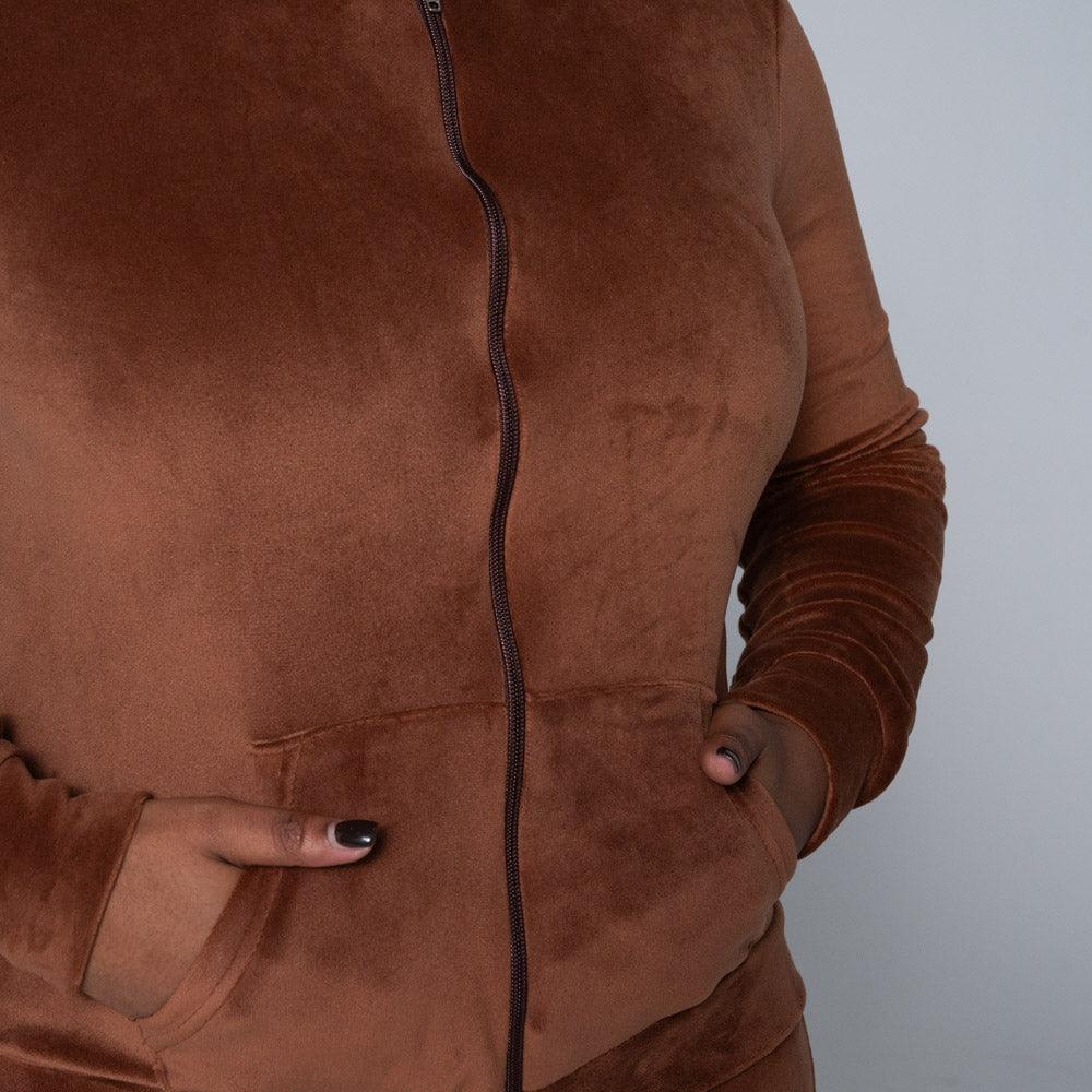 Brown Velour Super Soft Tracksuit