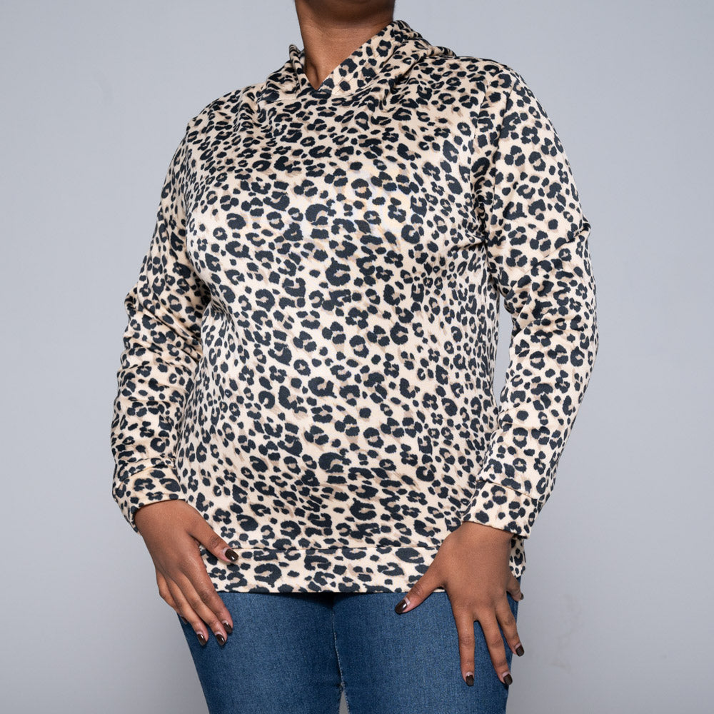 Printed Spun Poly Hooded Top