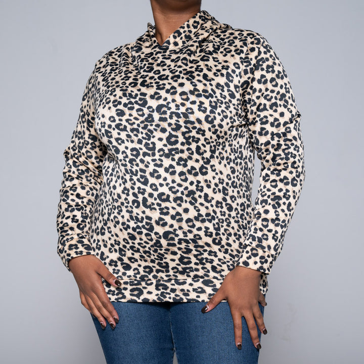 Printed Spun Poly Hooded Top