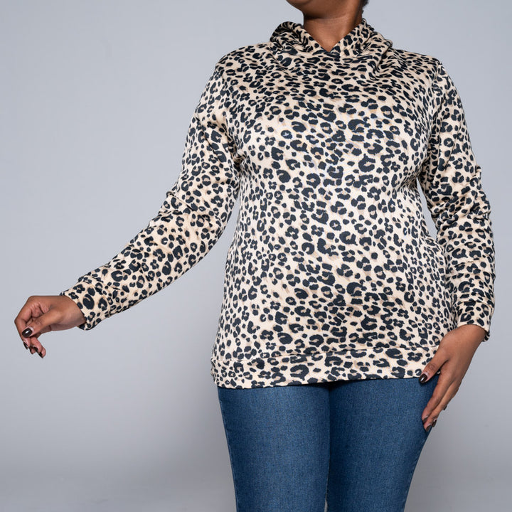 Printed Spun Poly Hooded Top