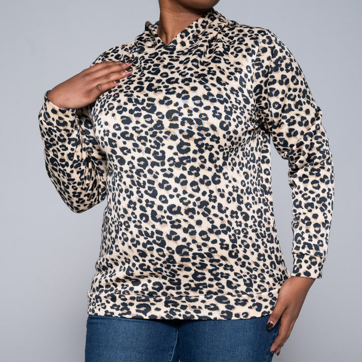 Printed Spun Poly Hooded Top