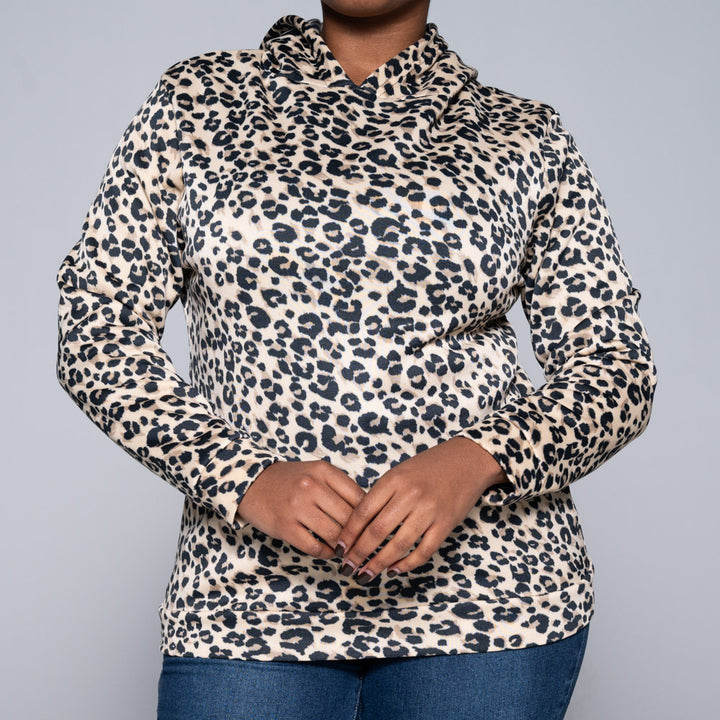 Printed Spun Poly Hooded Top