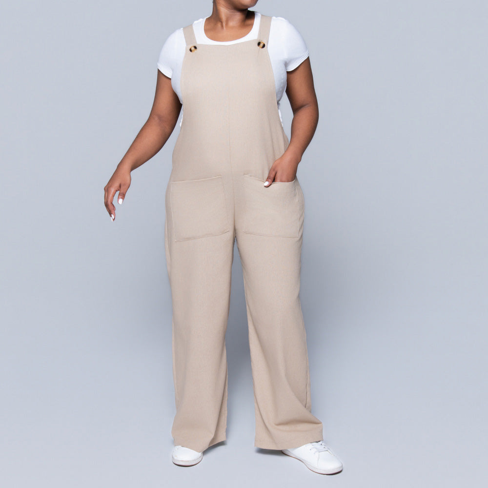 Stone Rayon Linen Jumpsuit